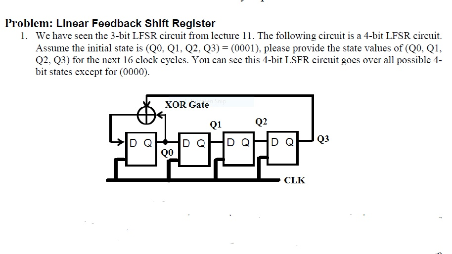 8 bit linear feedback shift register sequence